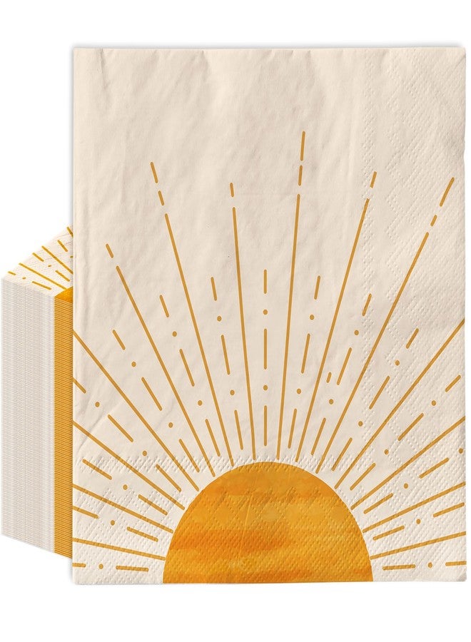 Whaline 80Pcs Boho Sun Birthday Party Paper Napkins Sunrise Sunshine Abstract Disposable Luncheon Napkins Baby Shower Party Decorative Napkin for Boho Sun Birthday Baby Shower Party Supply - Image 1